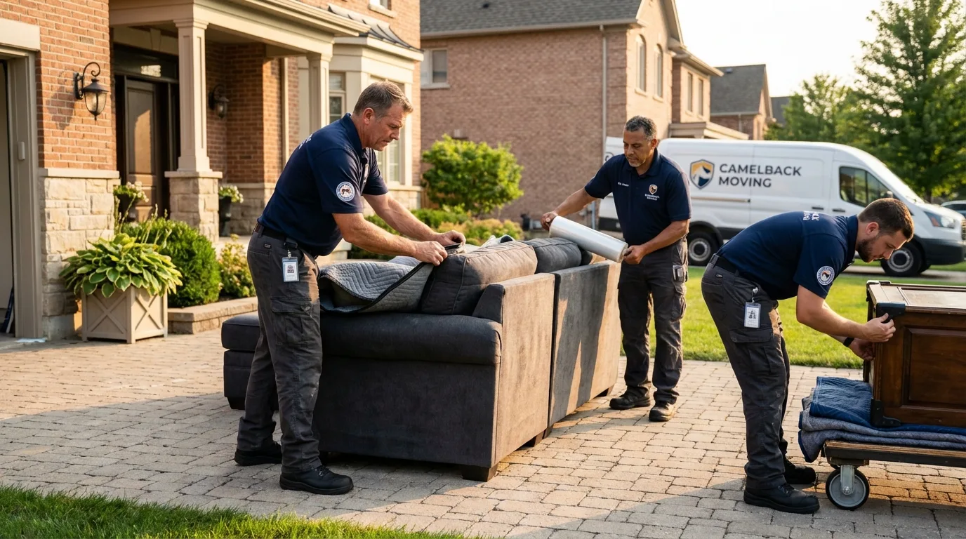 Large estate moving crew wrapping furniture in Kentwood, LA