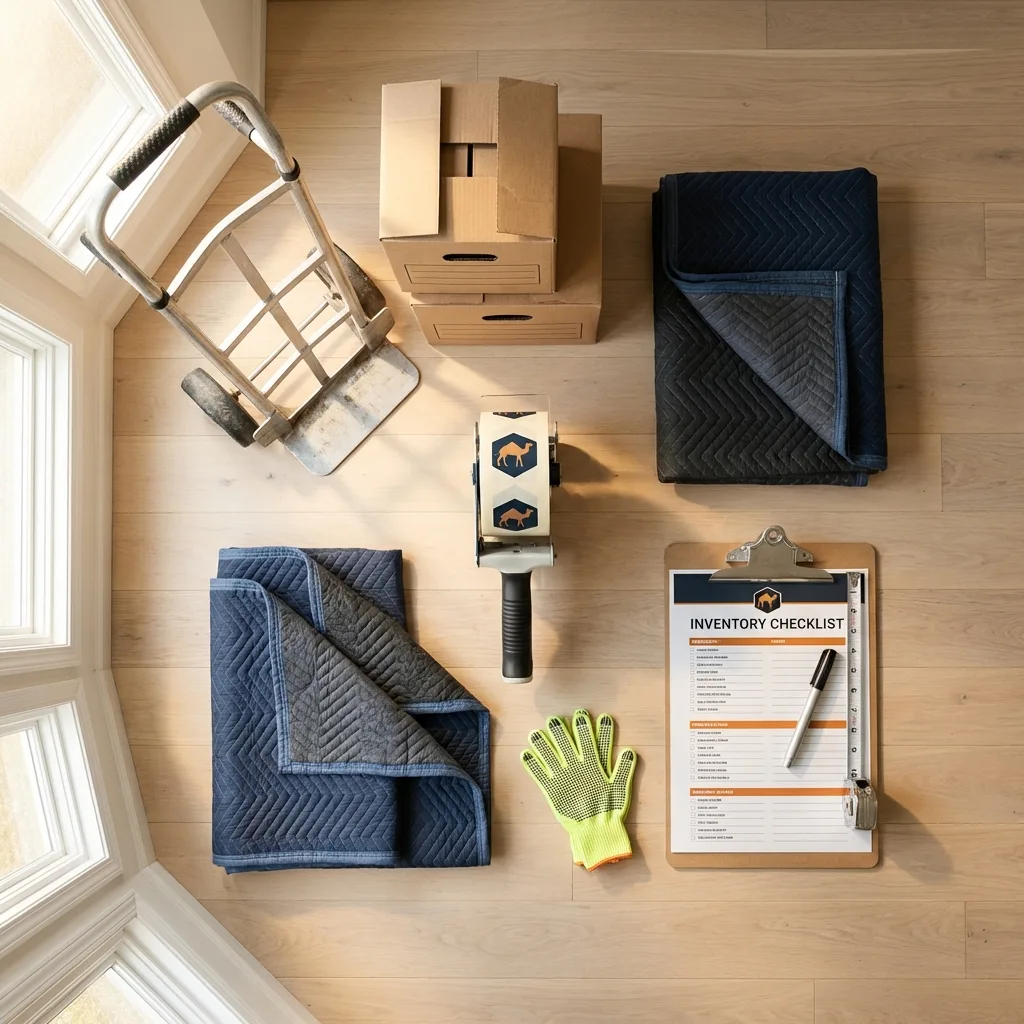 Professional moving supplies and packing materials layout for Kentwood residential relocations